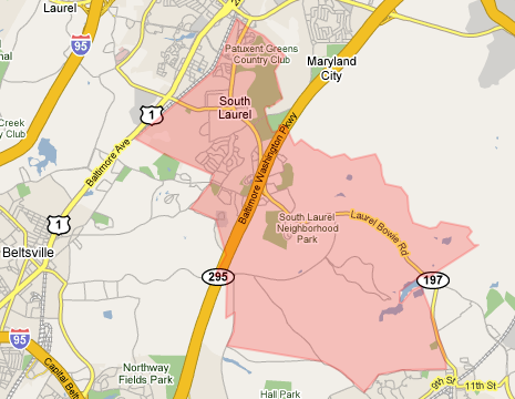 Map of South Laurel Zip Code 20708